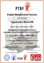 PTBF Award for the Best biophysical poster presentation