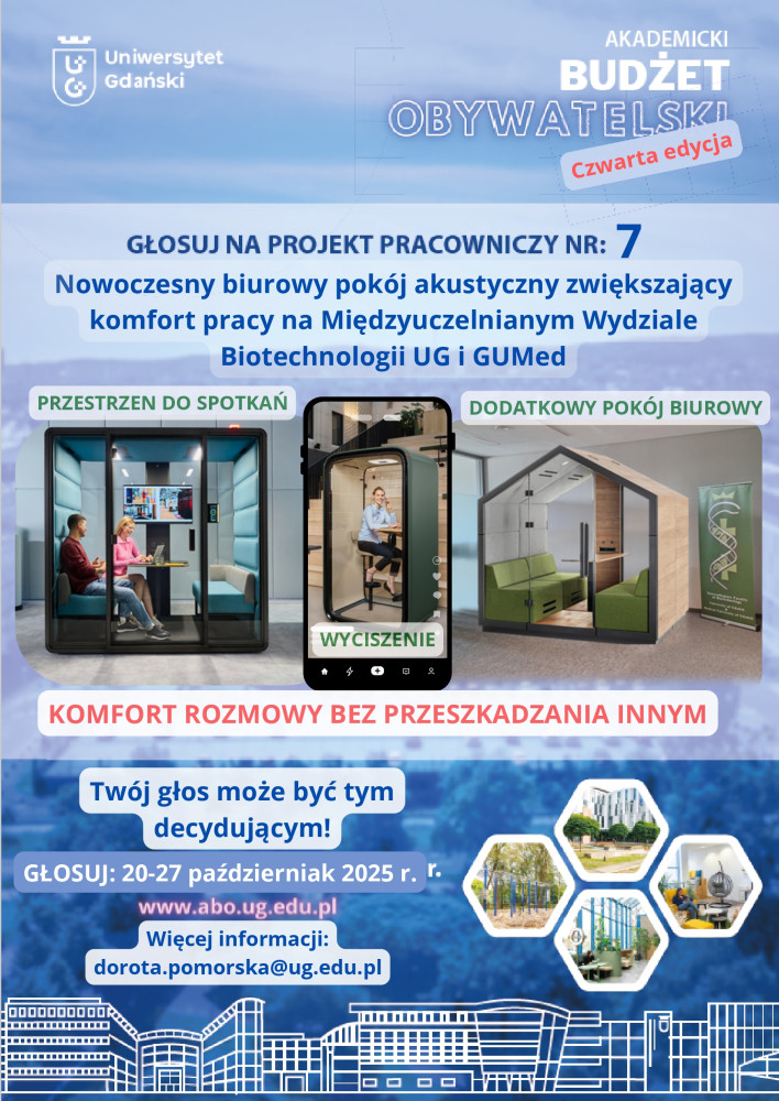 Plakat promujący głosowanie na Budkę akustyczną na MWB UG i GUMed numer 7