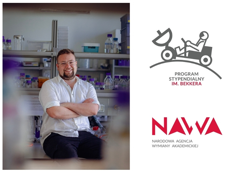 Marcin Borowicz i logotypy NAWA i programu Bekker