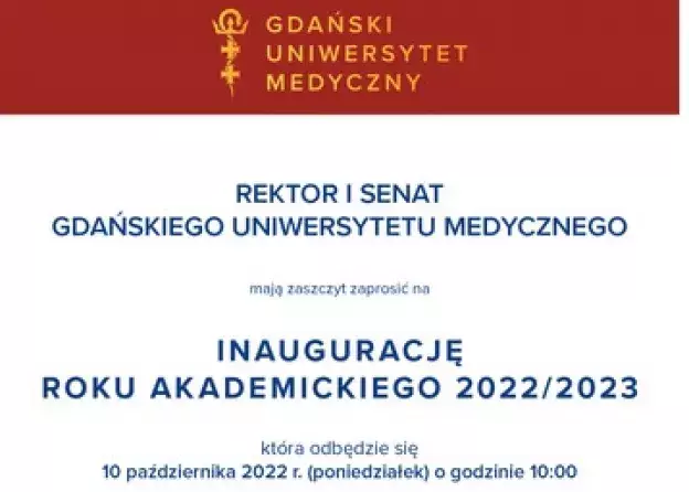 Gdański Uniwersytet Medyczny - Inauguracja roku akademickiego 2022/2023