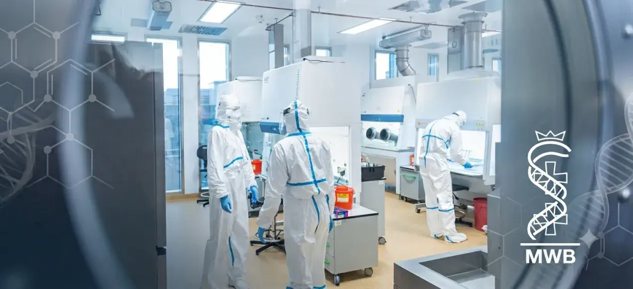 Grafika dekoracyjna prezentująca prace w laboratorium